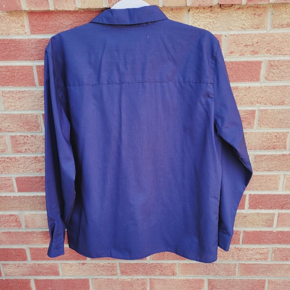 Vintage Orvis Button Up Shirt Women's Size 10 Pleated Front French Blue - Picture 2 of 5